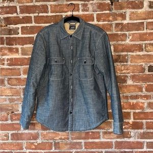 J Crew CHAMBRAY SHIRT JACKET SHERPA LINING